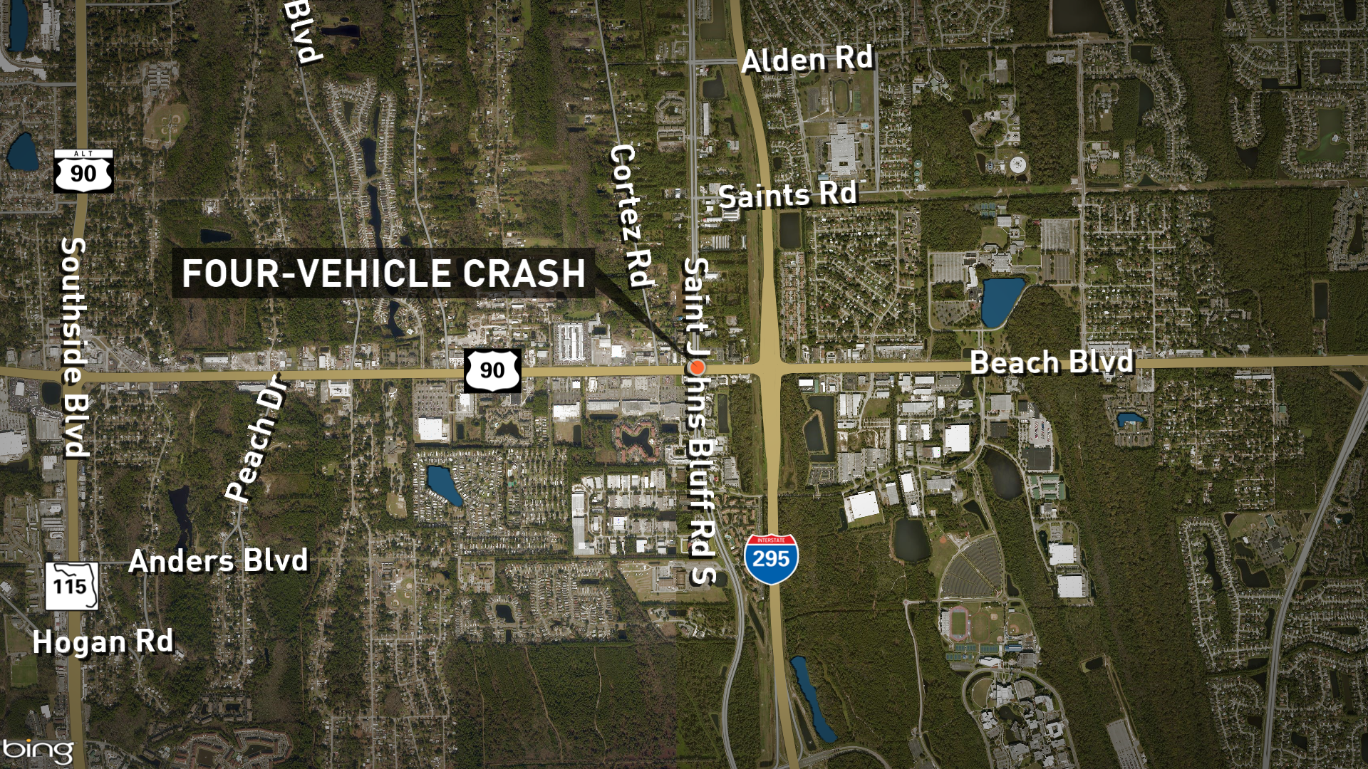 Fourvehicle crash on Beach Blvd. leaves three in lifethreatening