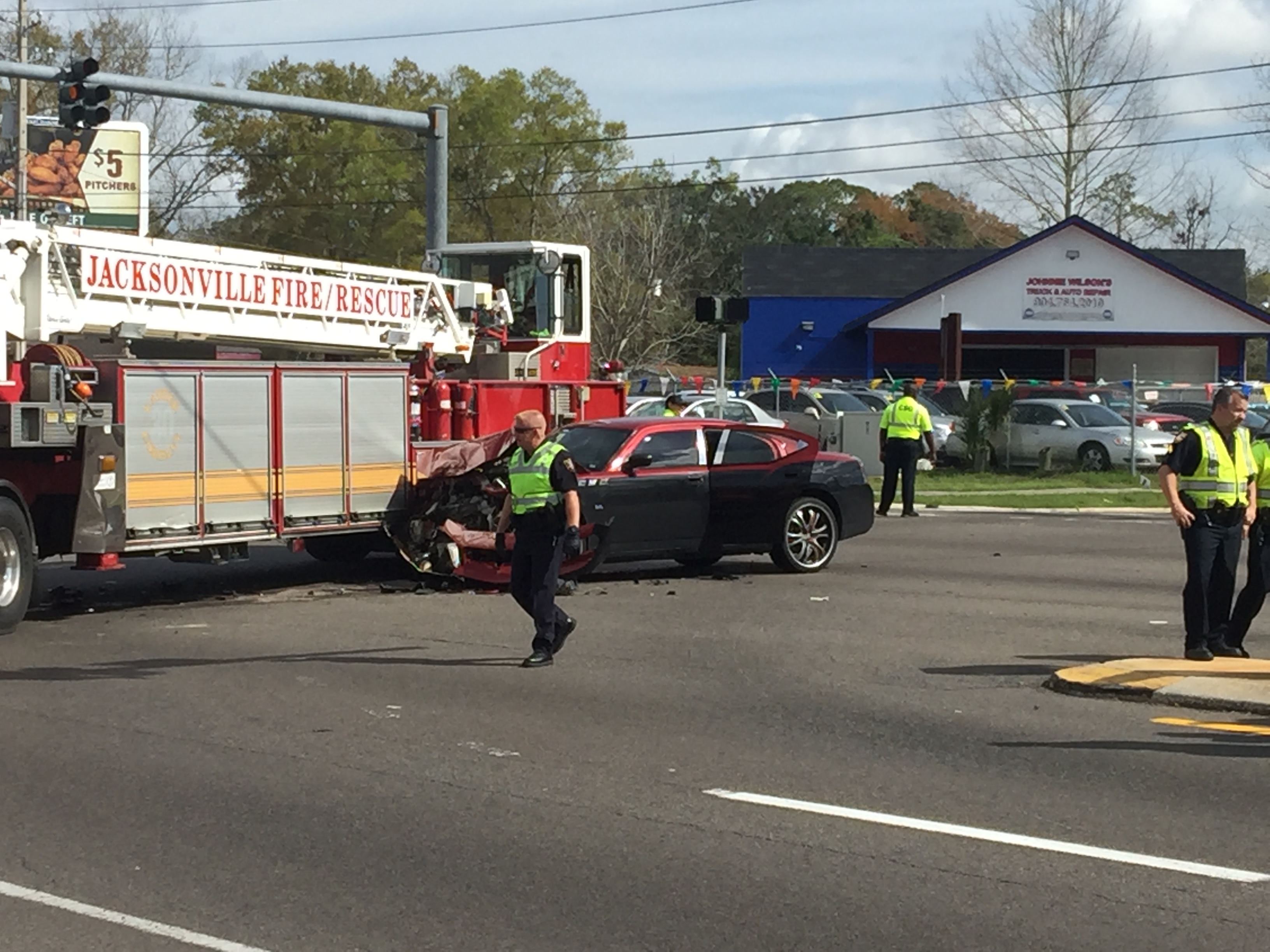 Fire Truck Involved In Accident On Lem Turner Road 